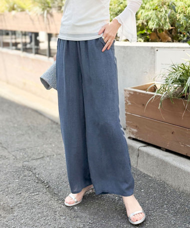 シアーデニムイージーワイドパンツ