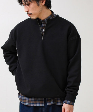 ワッフルフリース ハーフジッププルオーバー