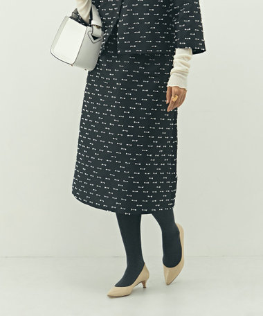 《セットアップ対応》ウォッシャブルリボンジャガードAラインスカート