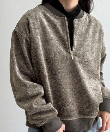 モールニットソーハーフジッププルオーバー