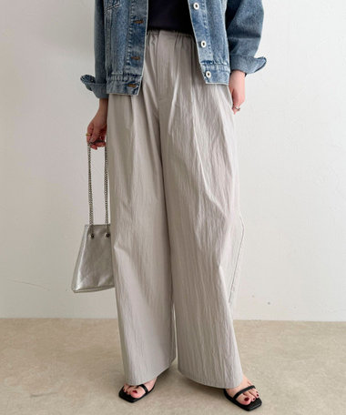 コットンナイロンタックギャザーパンツ