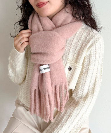 ウール混ブークレ無地マフラー 30