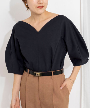 【WEB限定】ウォッシャブルハートネックカットソー