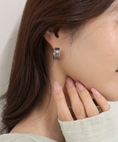 アンティークハート刻印フープピアス