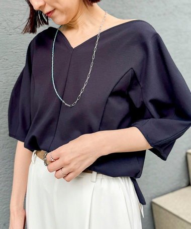 【WEB限定】ウォッシャブルハートネックカットソー