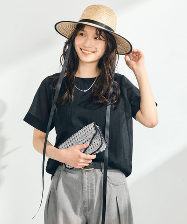 シアーレイヤード半袖ブラウス