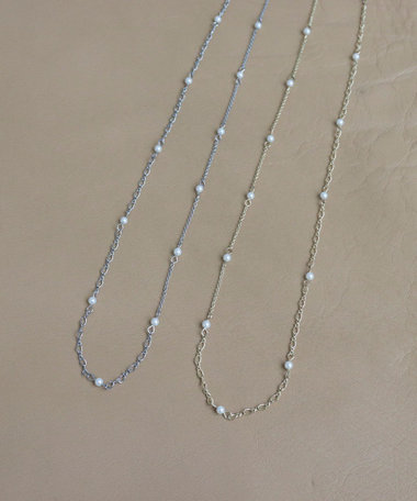 プチパール×チェーンロングネックレス