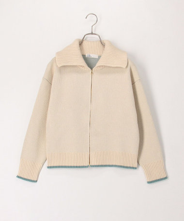 配色バックロゴZIPカーディガン