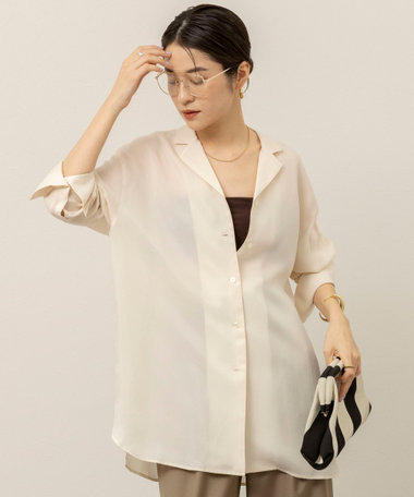 《セットアップ対応》【MAQWEL/マクウェル】ウォッシャブルサテンシャツ