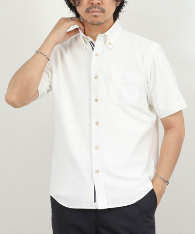 《ビジカジ対応》トリコットサッカーテープBD SS 半袖ボタンダウンシャツ 26SS