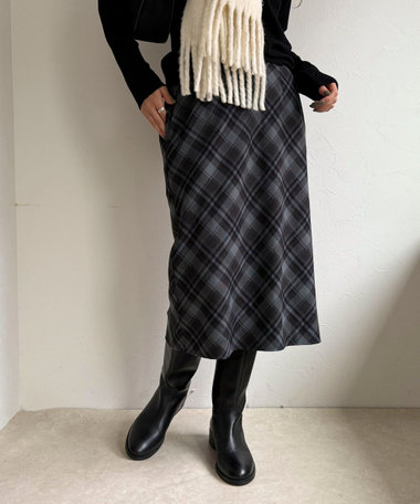 チェックミディスカート
