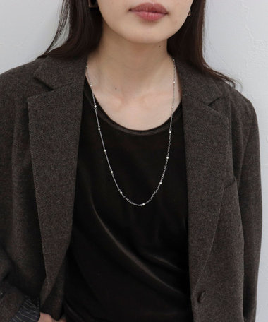 プチパール×チェーンロングネックレス