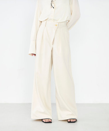 【RM denim】リネン混ラップワイドパンツ