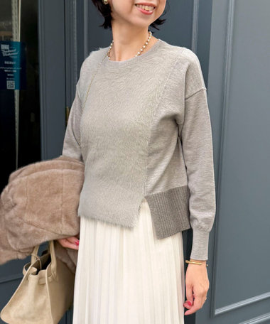 ラメフェザー切替バイカラープルオーバーニット