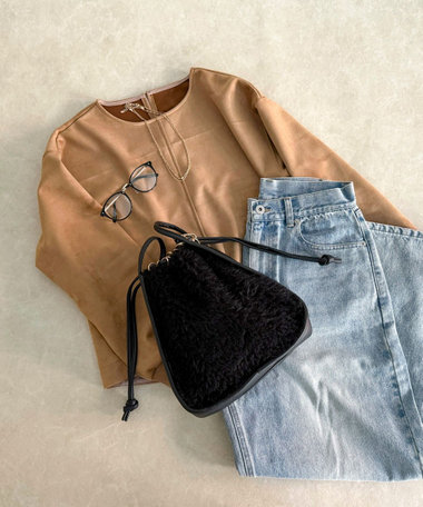 異素材ファートライアングルバッグ