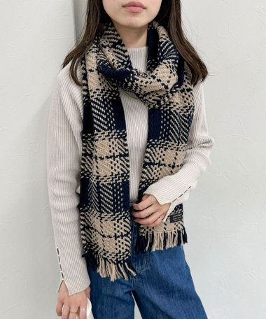 【JOHN BRANIGAN/ジョンブラニガン】チェックフリンジマフラー