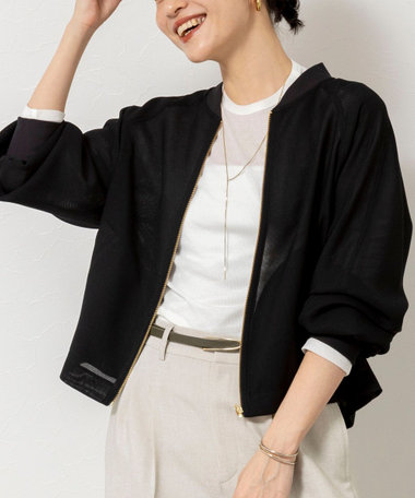 ウォッシャブルカラミメッシュジップアップブルゾン