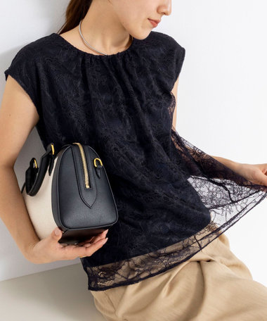 ウォッシャブルレースレイヤードブラウス