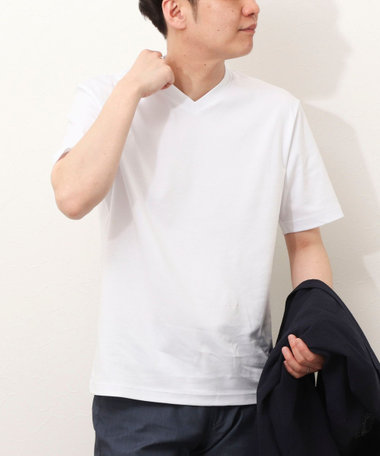 シルケットスムース　Vネック　JACKET-Tシャツ
