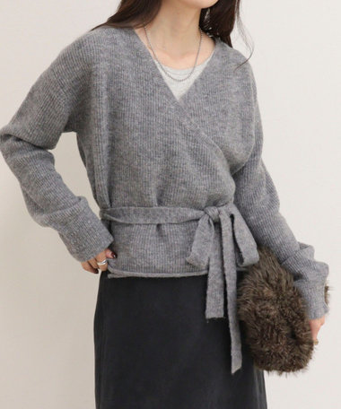 モヘヤ混カシュクールニットプルオーバー