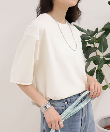 カットジョーゼット5分袖プルオーバー