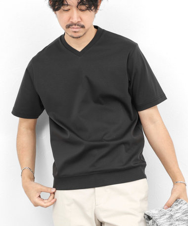 《ビジカジ対応》シルケットスムース VネックドレスTシャツ 26SS