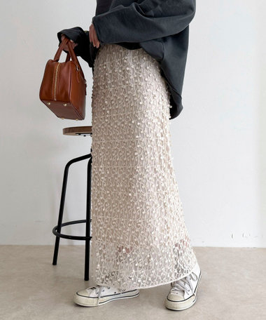 《セットアップ対応》フォーカスドット刺繍スカート