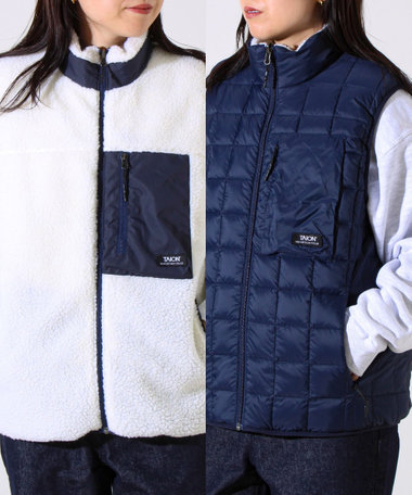 【2WAYで着回せる】【UNISEX】GLOSTER配色別注 TAIONボア×ダウンベスト