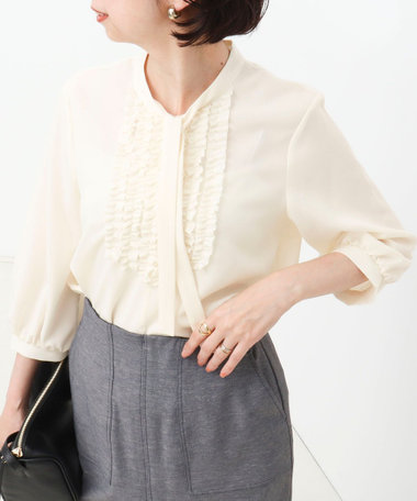 ジョーゼットフリルボウタイブラウス