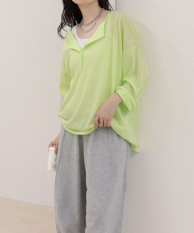 ヘンリー2WAYルーズロンTシャツ