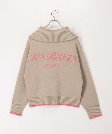 配色バックロゴZIPカーディガン