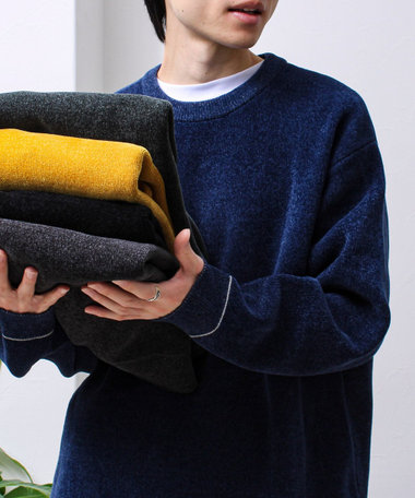 【昨年人気アイテム再登場！チクチクしないニット】モールダブルフェイス プルオーバーニット