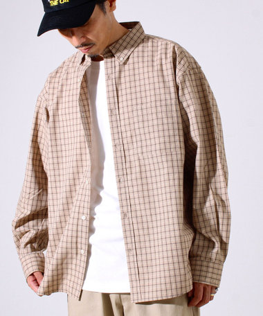 【シャツ＋Tシャツの2点セット】TC平織 小柄チェックアンサンブル