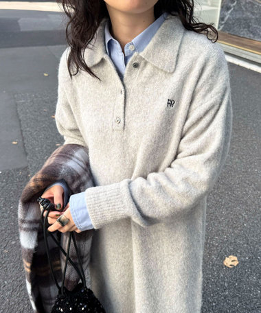 FR刺繍衿付きニットワンピース