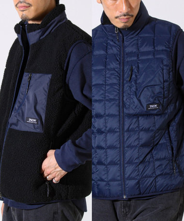 【2WAYで着回せる】【UNISEX】GLOSTER配色別注 TAIONボア×ダウンベスト