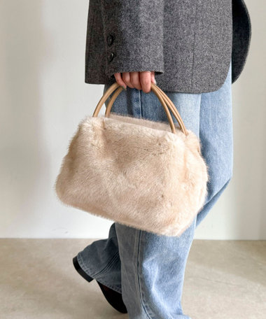 ミンク風2WAYボックストートバッグ