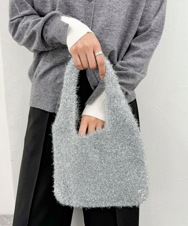 グリッターフェザーミニトートバック