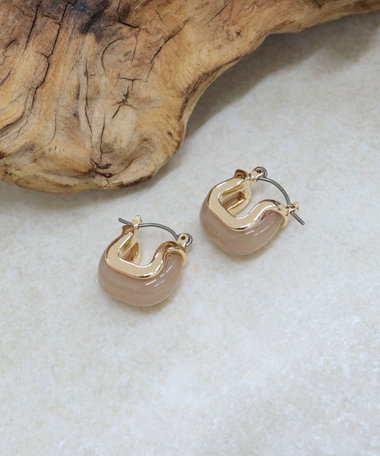 フェイクストーンスクエアピアス