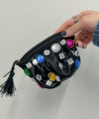 サテンビジューポーチ