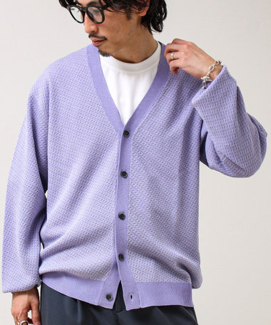 【シャリ感で軽やか】バーズアイVネック crunchyカーデ