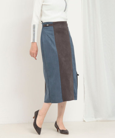 Ｗフェイスフェイクスエードナロースカート