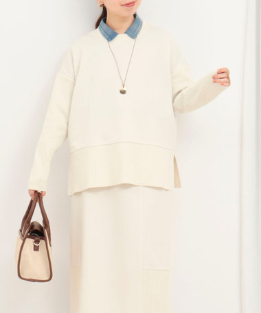 《セットアップ対応》軽量ボンディングリブ切替プルオーバーカットソー