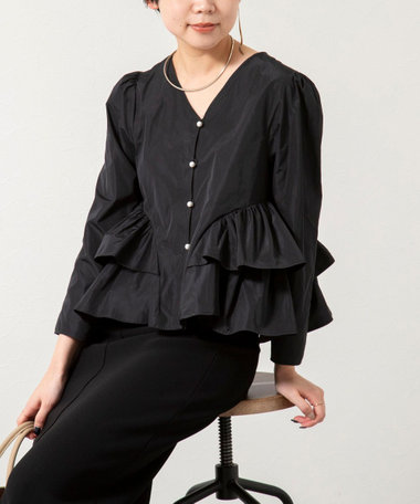 ウォッシャブルマイクロタフタティアードブラウス