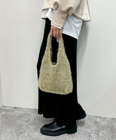 グリッターフェザーミニトートバック