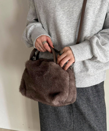 ミンク風2WAYボックストートバッグ
