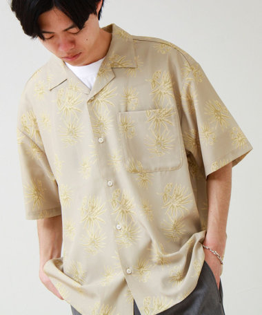 【選べる6柄】オールオーバーパターン 半袖オープンカラーシャツ