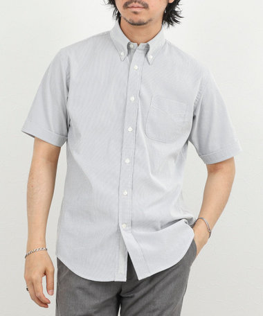 《ビジカジ対応》COOLMAX シアサッカーテープBD SS 半袖ボタンダウンシャツ 26SS