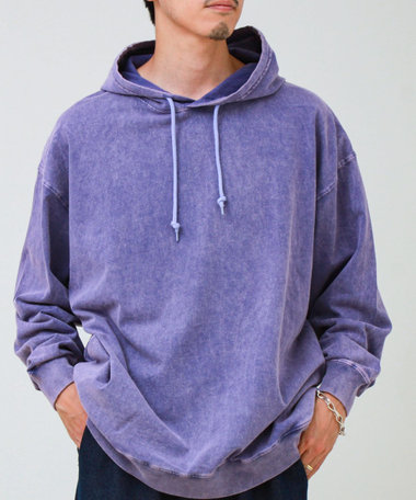 【ロンT以上、パーカー未満】ケミカル加工 フードロンT
