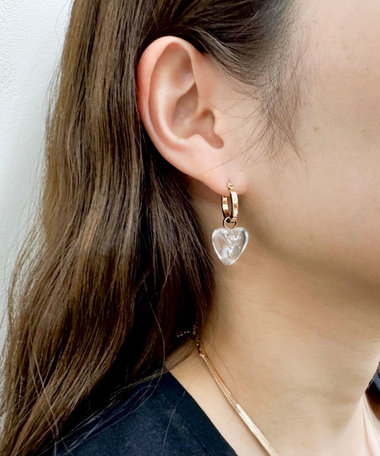 クリアハートリングピアス