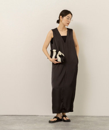 【MAQWEL/マクウェル】ウォッシャブルサテンワンピース